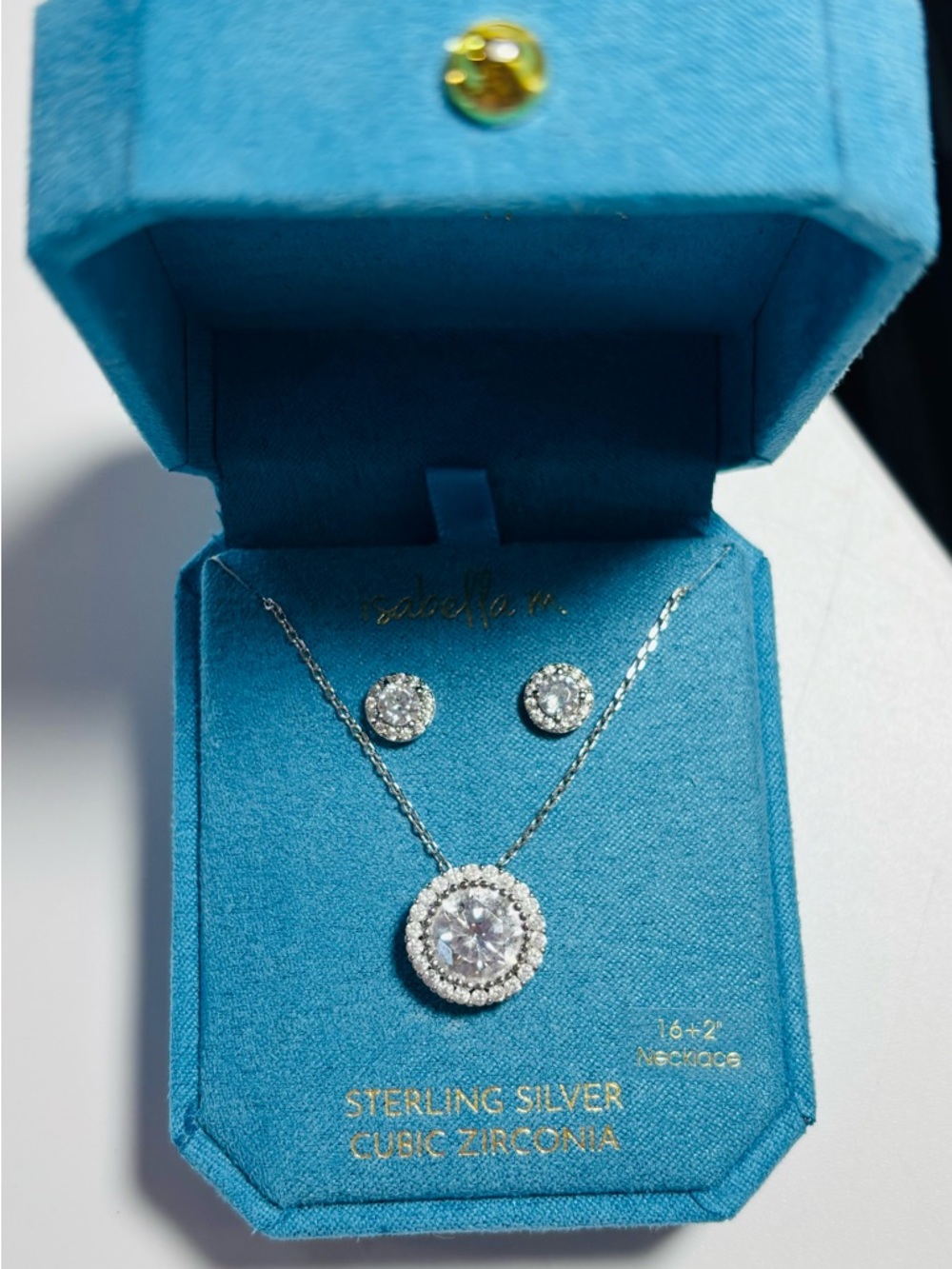 Sterling Silver Cubic Zirconia Necklace and Earring Set - White